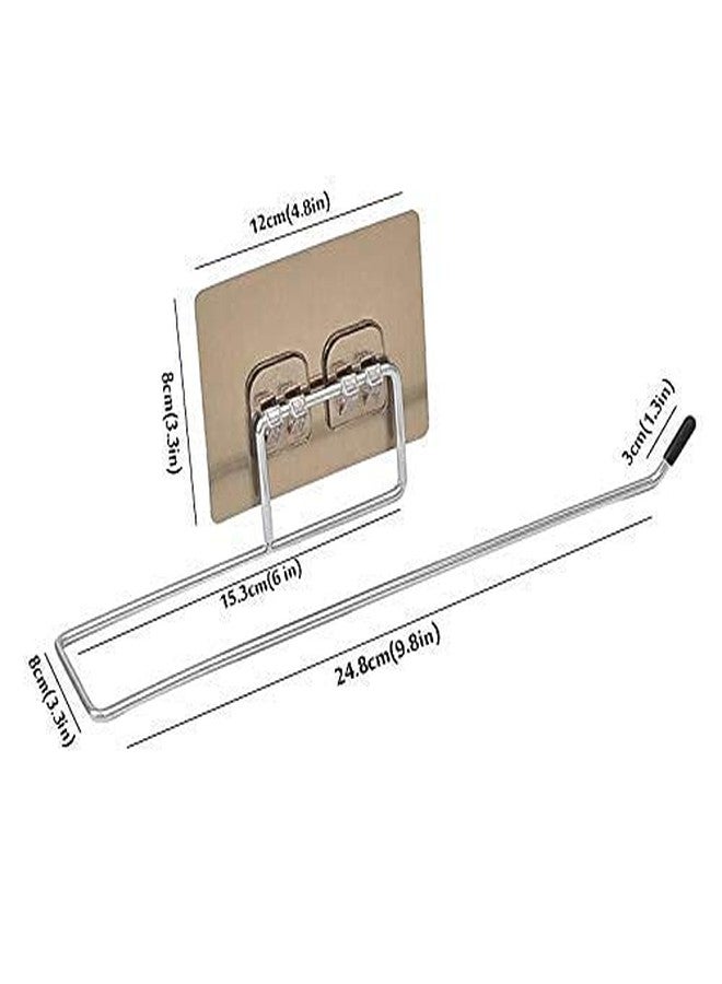 RRJ Stainless Steel Self Adhesive Napkin Ring Wall Mount Towel Hanging Holder with Magic Adhesive Pad Kitchen Paper Roll Holder Tissue Paper Stand Towel Bar Hanger foe Kitchen and Washbasin use - Image 3